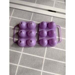 JELL-O Jiggler Egg Mold Purple Plastic 6 Easter Eggs Treats Shots Etched Design